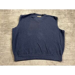 Naturalife Sweater Vest Mens 3XLT Blue V-Neck 100% Cotton Solid Knit Layering